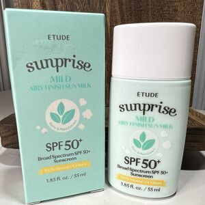 ETUDE Sunprise Mild Airy Finish Milk  SPF 50+ Sunscreen 55ml, 100% Mineral Based